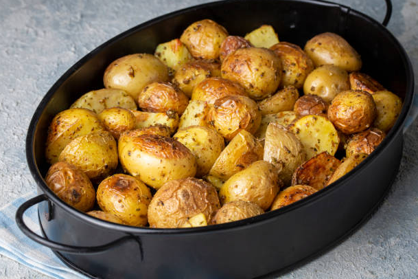 Baked Potatoes served and garnished with delicious topping