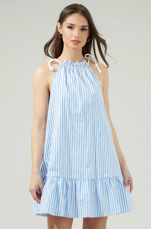 Sugarlips Striped Rumba Halter Mini Dress